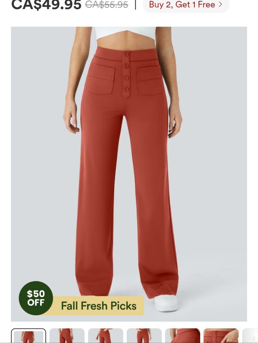 Halara Day Stretch Orange Red Pull On Straight Leg Pant LARGE PETITE